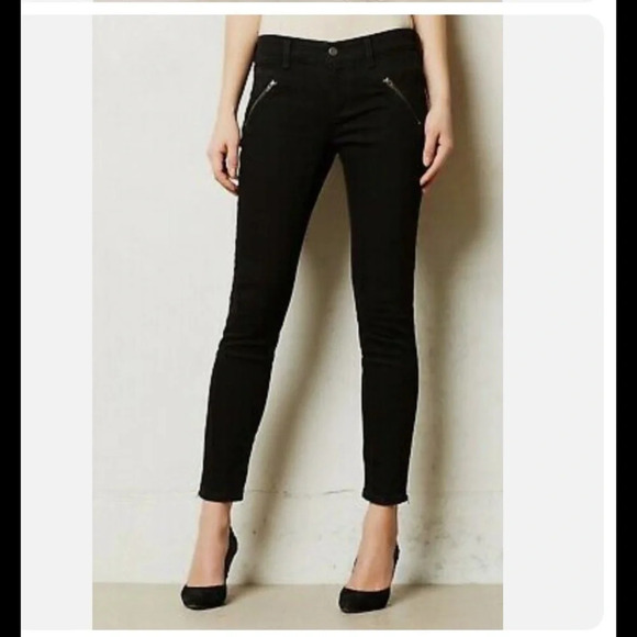 Anthropologie Pilcro and The Letterpress Serif Moto Black Legging Jeans - Picture 1 of 15